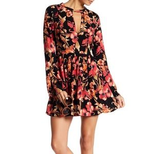Free People black tegan floral mini dress